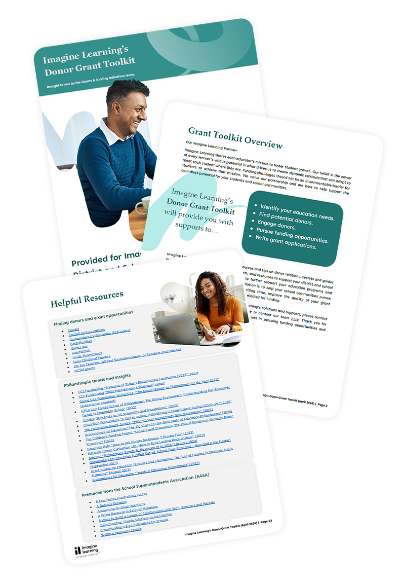 Imagine Learning's Donor Grant Toolkit pages.