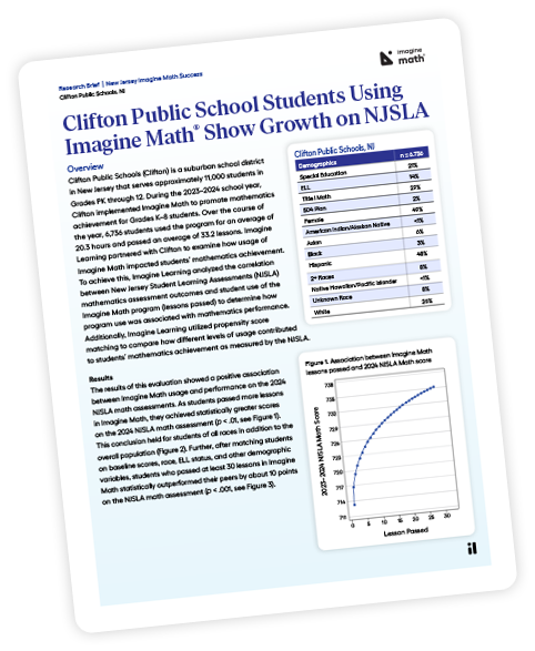 Cover page of an Imagine Math research paper
